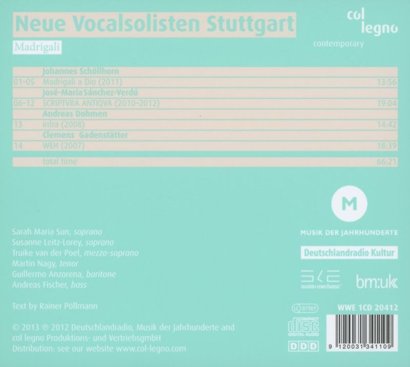 Review of Neue Vocalsolisten Stuttgart: Madrigali